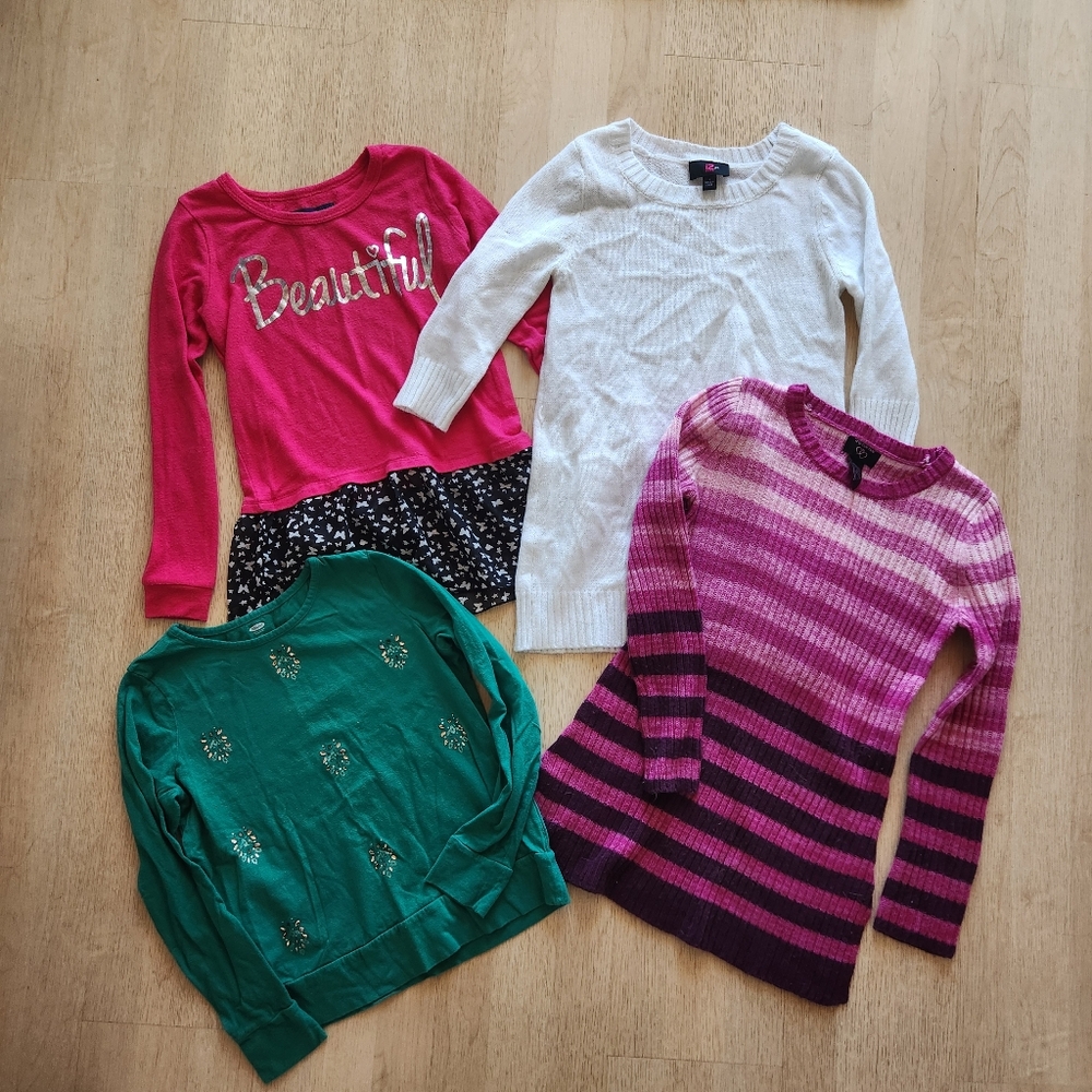Girls Sweater Long Sleeve Tops Set Lot Youth Large 10/12 Winter Colorful Fall